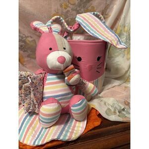 New Gift Basket/Easter 4 Piece Bunny Plush Gift Basket Kipekee by‎ DanDee  12”
